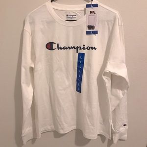 White Long Sleeved Champion Shirt